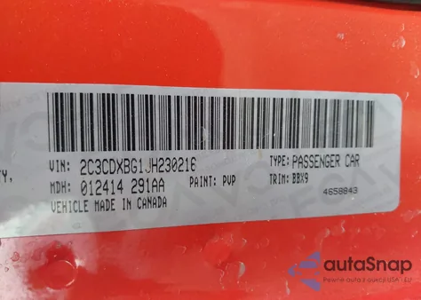 2018 Dodge Charger Sxt Rwd z USA, uszkodzony, nr VIN 2C3CDXBG1JH230216